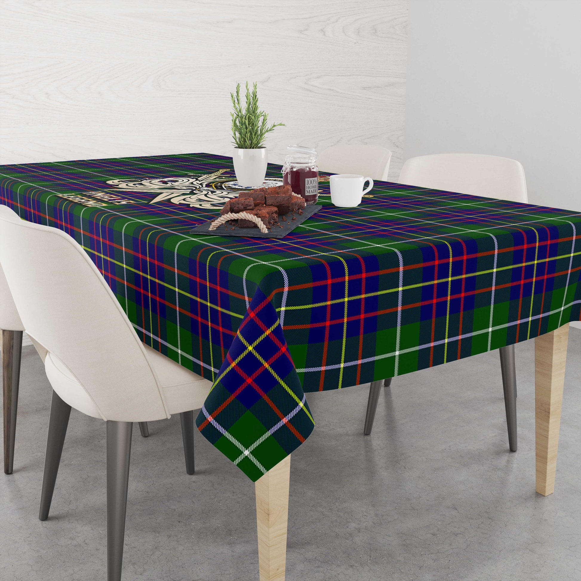 Inglis Tartan Tablecloth with Clan Crest and the Golden Sword of Courageous Legacy - Tartan Vibes Clothing