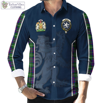 Inglis Modern Tartan Long Sleeve Button Up Shirt with Family Crest and Lion Rampant Vibes Sport Style