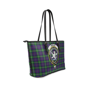 Inglis Tartan Leather Tote Bag with Family Crest - Tartan Vibes Clothing