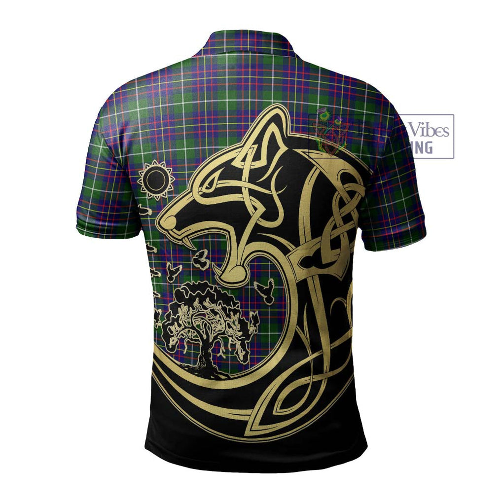 Inglis Tartan Polo Shirt with Family Crest Celtic Wolf Style - Tartan Vibes Clothing