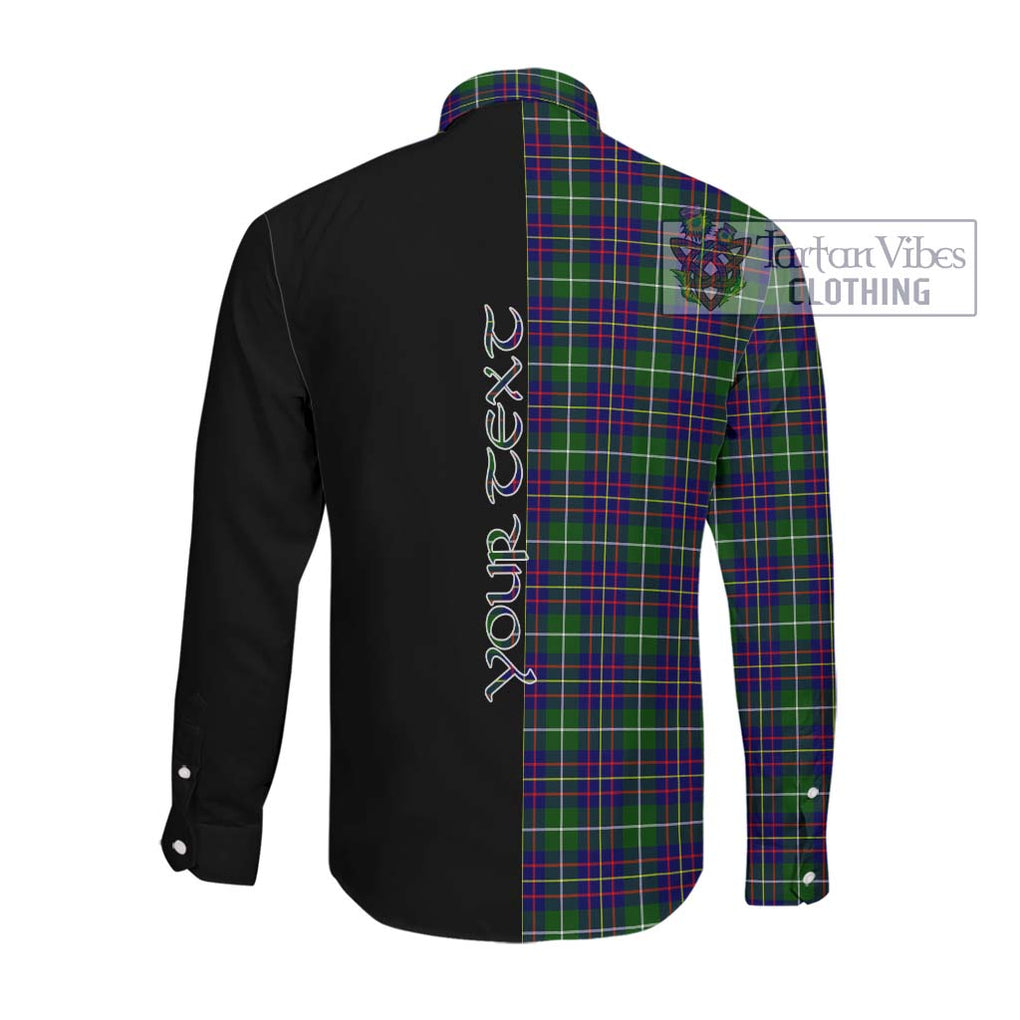 Inglis Tartan Long Sleeve Button Shirt with Family Crest and Half Of Me Style Men's Shirt - Tartanvibesclothing Shop
