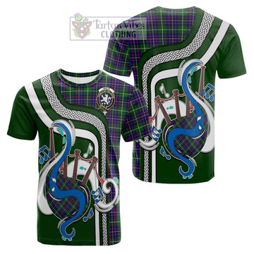 Inglis Tartan Cotton T-shirt with Epic Bagpipe Style
