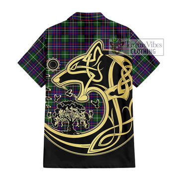 Inglis Tartan Hawaiian Shirt with Family Crest Celtic Wolf Style - Tartan Vibes Clothing