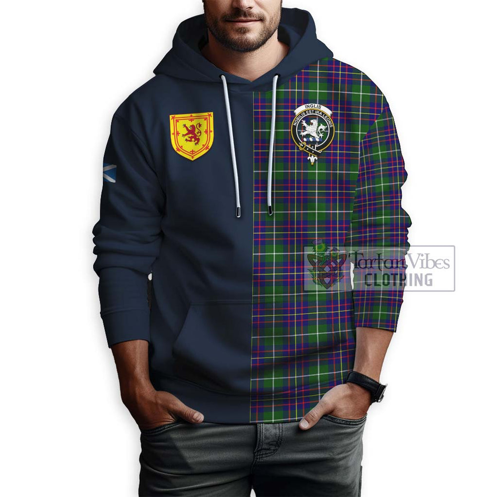 Inglis Tartan Hoodie Alba with Scottish Lion Royal Arm Half Style - Tartan Vibes Clothing
