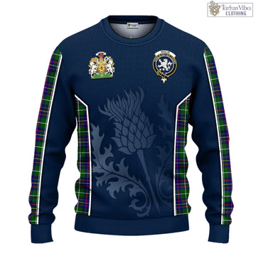 Inglis Tartan Knitted Sweatshirt with Family Crest and Scottish Thistle Vibes Sport Style - Tartan Vibes Clothing
