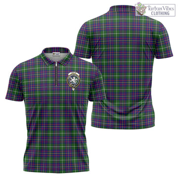 Inglis Tartan Zipper Polo Shirt with Family Crest - Tartan Vibes Clothing