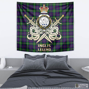 Inglis Tartan Tapestry with Clan Crest and the Golden Sword of Courageous Legacy - Tartan Vibes Clothing