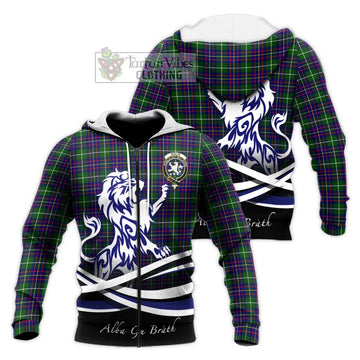 Inglis Tartan Knitted Hoodie with Alba Gu Brath Regal Lion Emblem Unisex Knitted Zip Hoodie - Tartan Vibes Clothing