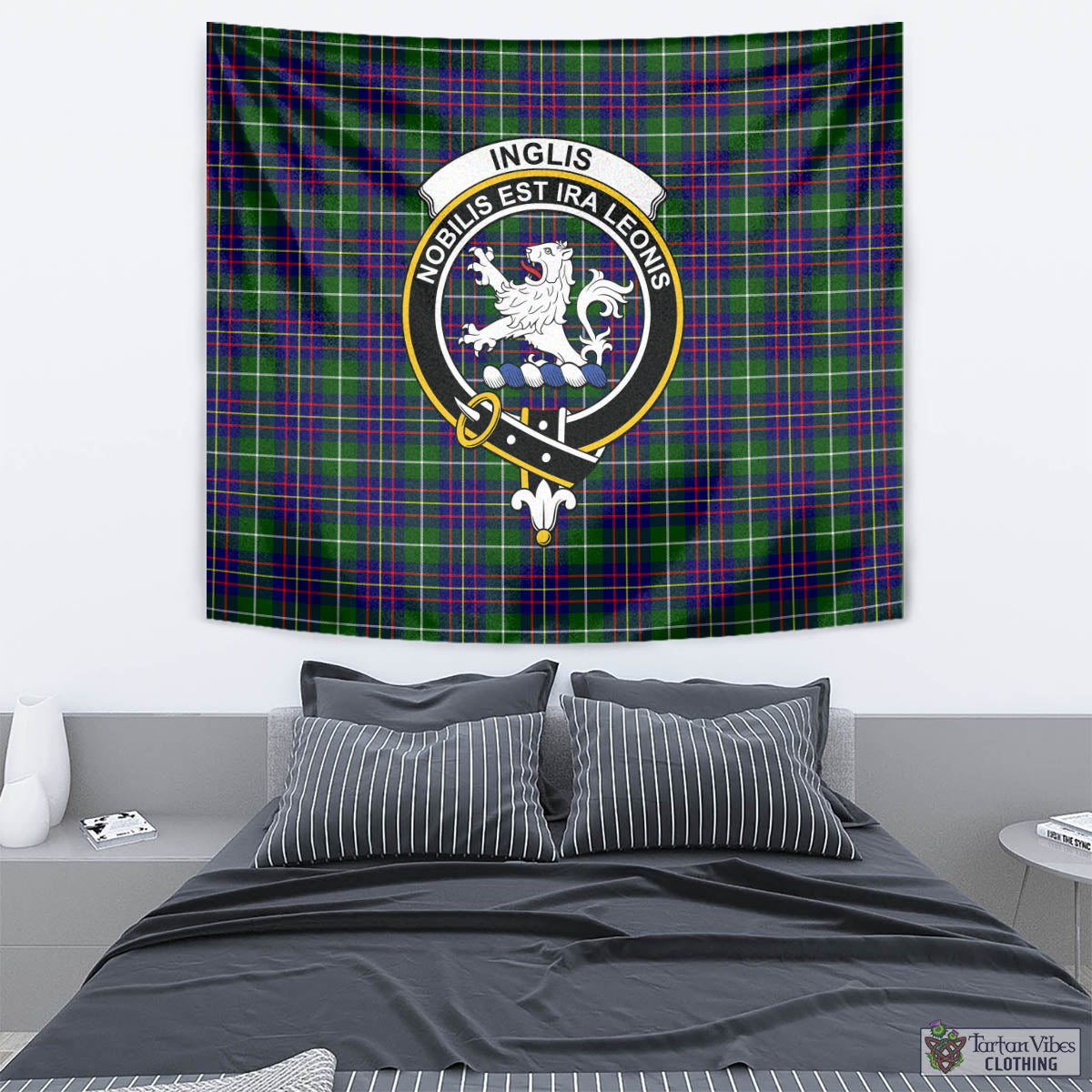 Inglis Tartan Tapestry Wall Hanging and Home Decor for Room with Family Crest - Tartan Vibes Clothing
