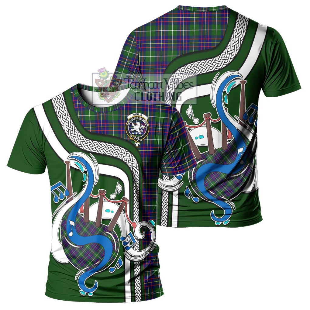 Inglis Tartan T-Shirt with Epic Bagpipe Style - Tartanvibesclothing Shop