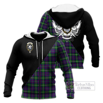 Inglis Tartan Knitted Hoodie with Family Crest and Military Logo Style Unisex Knitted Zip Hoodie - Tartan Vibes Clothing