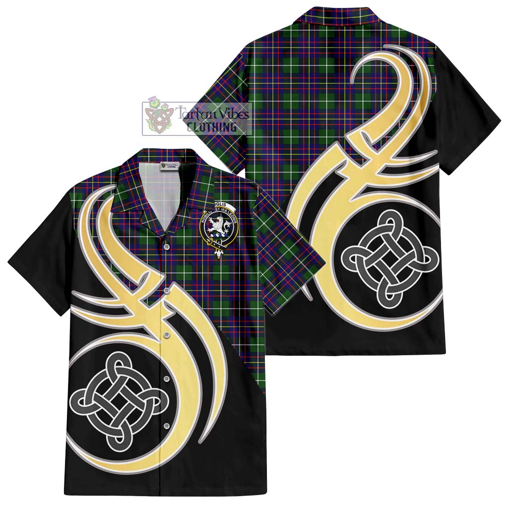 Inglis Tartan Hawaiian Shirt with Family Crest and Celtic Symbol Style - Tartan Vibes Clothing