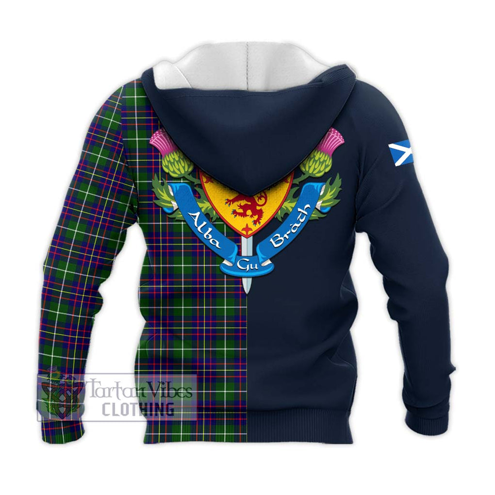Inglis Tartan Knitted Hoodie Alba with Scottish Lion Royal Arm Half Style - Tartan Vibes Clothing