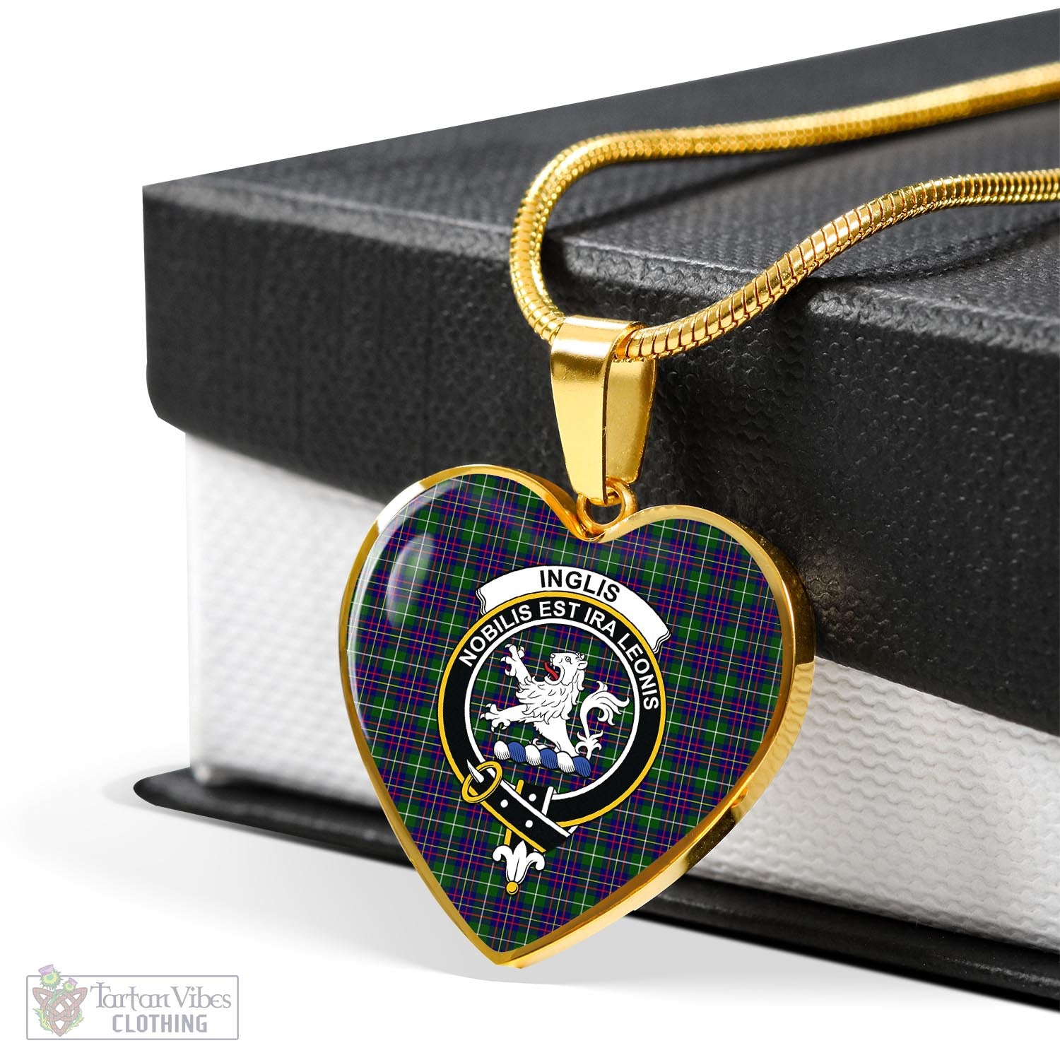 Inglis Tartan Heart Necklace with Family Crest - Tartan Vibes Clothing