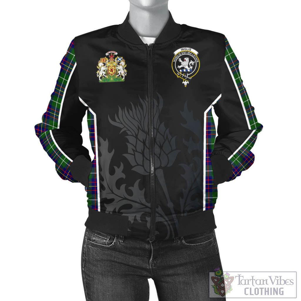 Inglis Tartan Bomber Jacket with Family Crest and Scottish Thistle Vibes Sport Style - Tartan Vibes Clothing