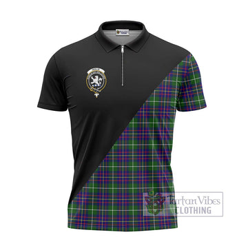 Inglis Tartan Zipper Polo Shirt with Family Crest and Military Logo Style - Tartan Vibes Clothing