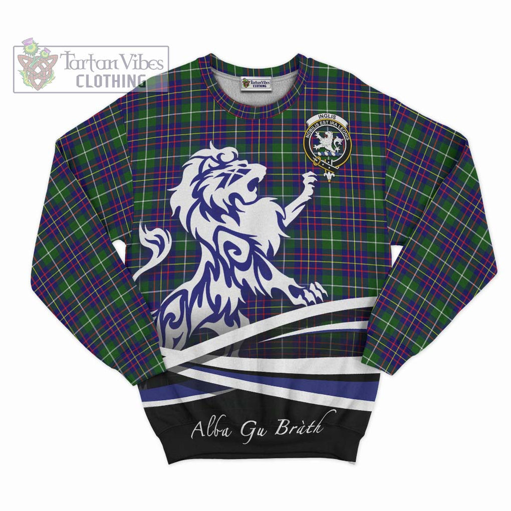 Inglis Tartan Sweatshirt with Alba Gu Brath Regal Lion Emblem - Tartan Vibes Clothing