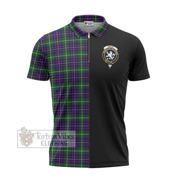 Inglis Tartan Zipper Polo Shirt with Family Crest and Half Of Me Style - Tartan Vibes Clothing