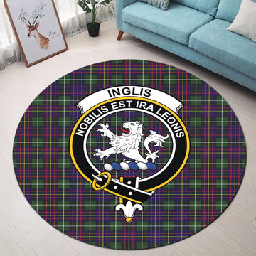 Inglis Tartan Round Rug with Family Crest - Tartan Vibes Clothing