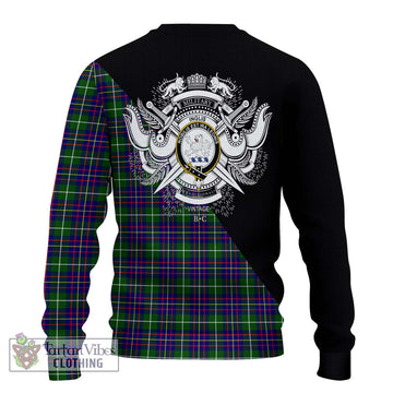 Inglis Tartan Ugly Sweater with Family Crest and Military Logo Style - Tartan Vibes Clothing