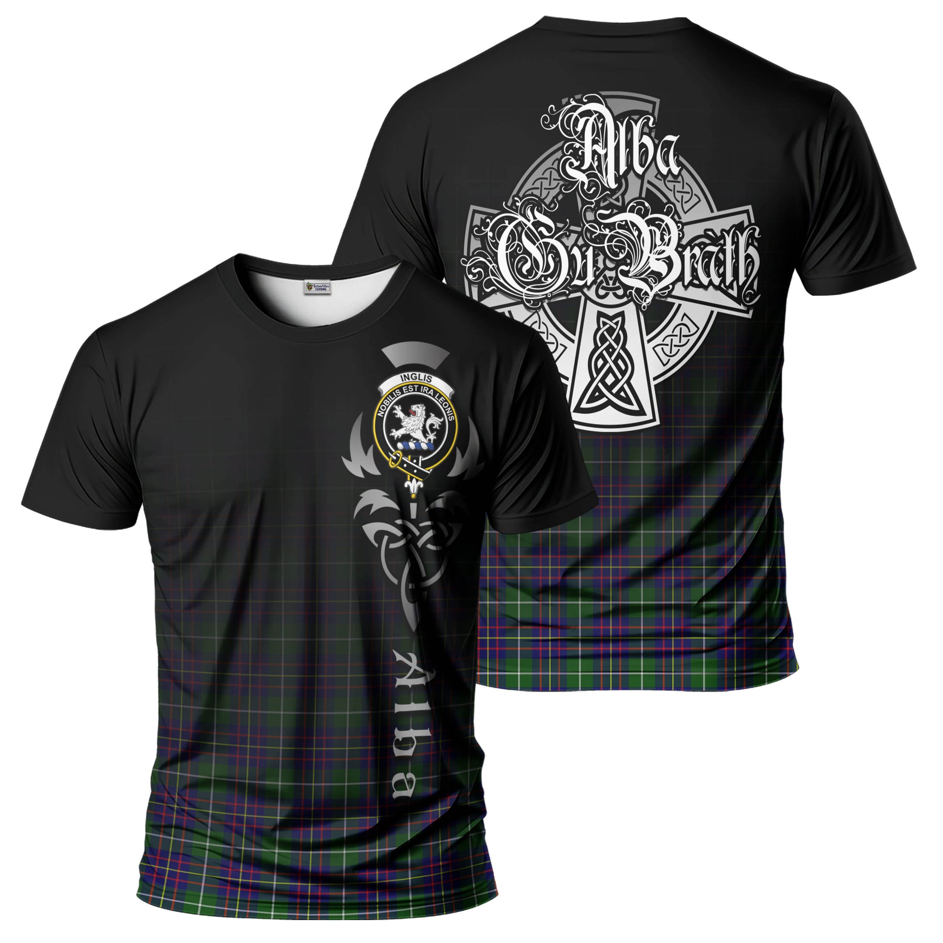 Inglis Tartan T-Shirt Featuring Alba Gu Brath Family Crest Celtic Inspired - Tartan Vibes Clothing