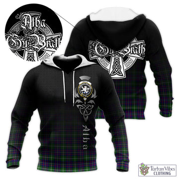 Inglis Modern Tartan Knitted Hoodie Featuring Alba Gu Brath Family Crest Celtic Inspired