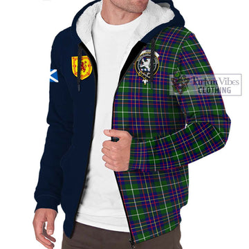 Inglis Tartan Sherpa Hoodie Alba with Scottish Lion Royal Arm Half Style - Tartan Vibes Clothing
