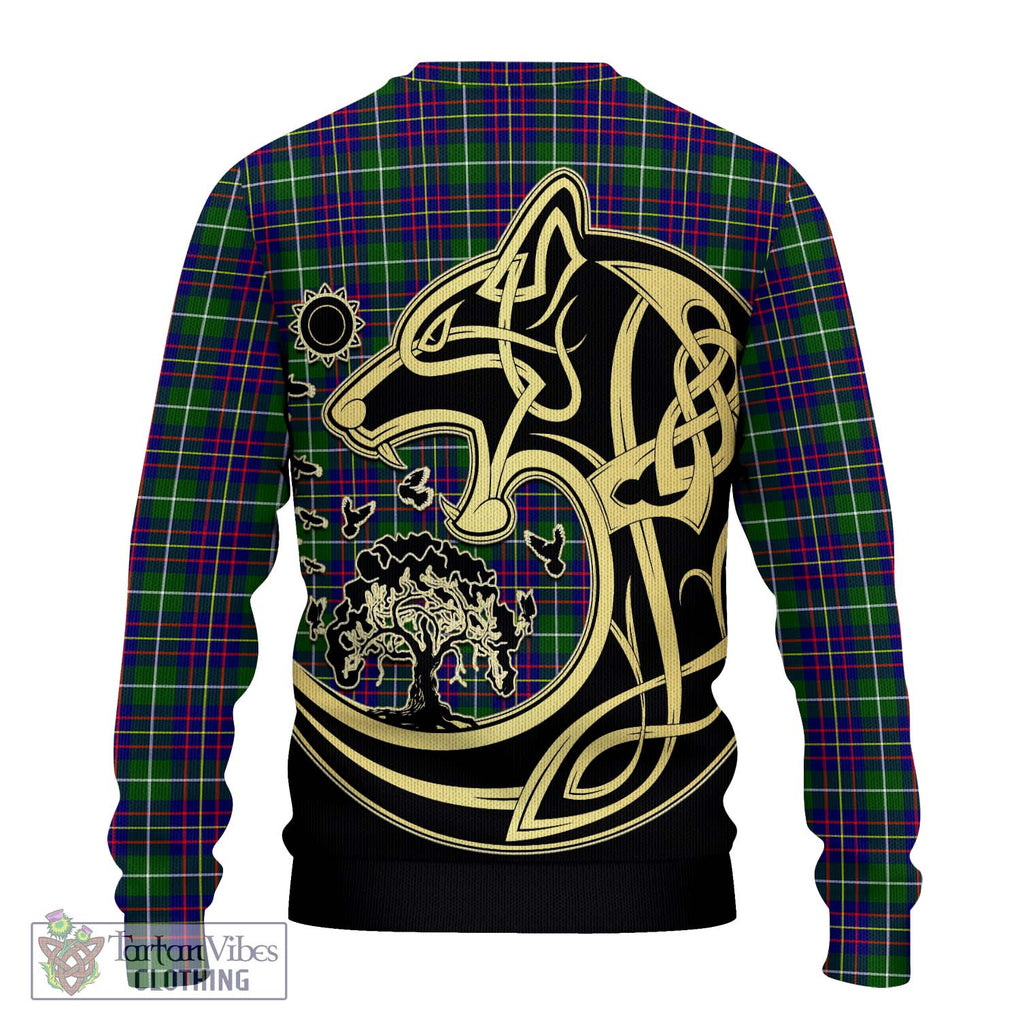 Inglis Tartan Ugly Sweater with Family Crest Celtic Wolf Style - Tartan Vibes Clothing