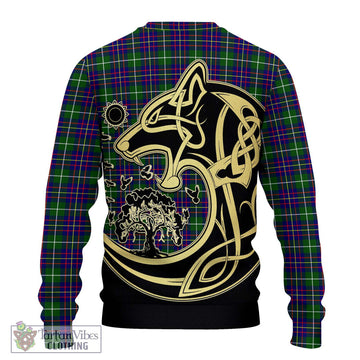 Inglis Tartan Ugly Sweater with Family Crest Celtic Wolf Style - Tartan Vibes Clothing