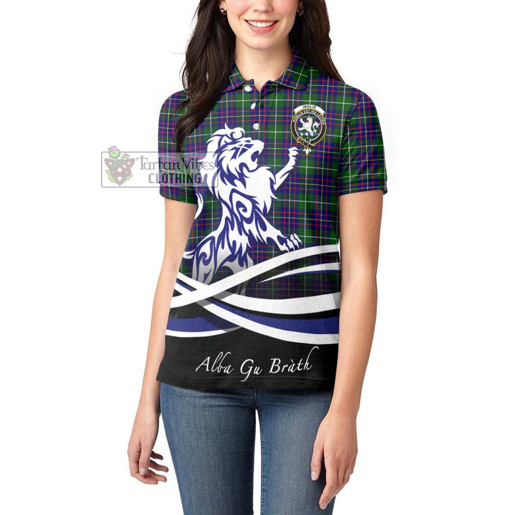 Inglis Tartan Women's Polo Shirt with Alba Gu Brath Regal Lion Emblem - Tartan Vibes Clothing