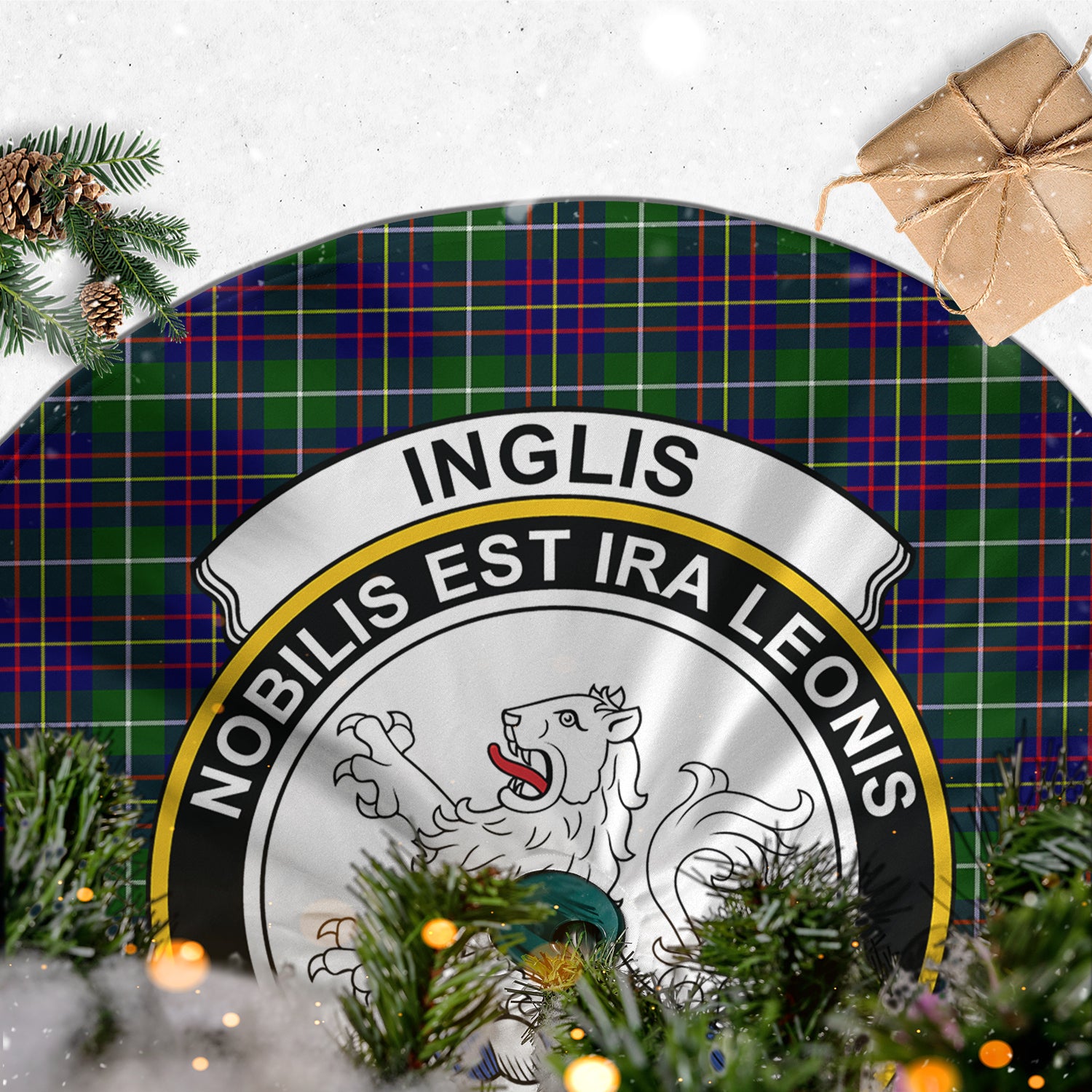 Inglis Tartan Christmas Tree Skirt with Family Crest - Tartan Vibes Clothing