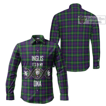 Inglis Tartan Long Sleeve Button Shirt with Family Crest DNA In Me Style Men's Shirt - Tartanvibesclothing Shop