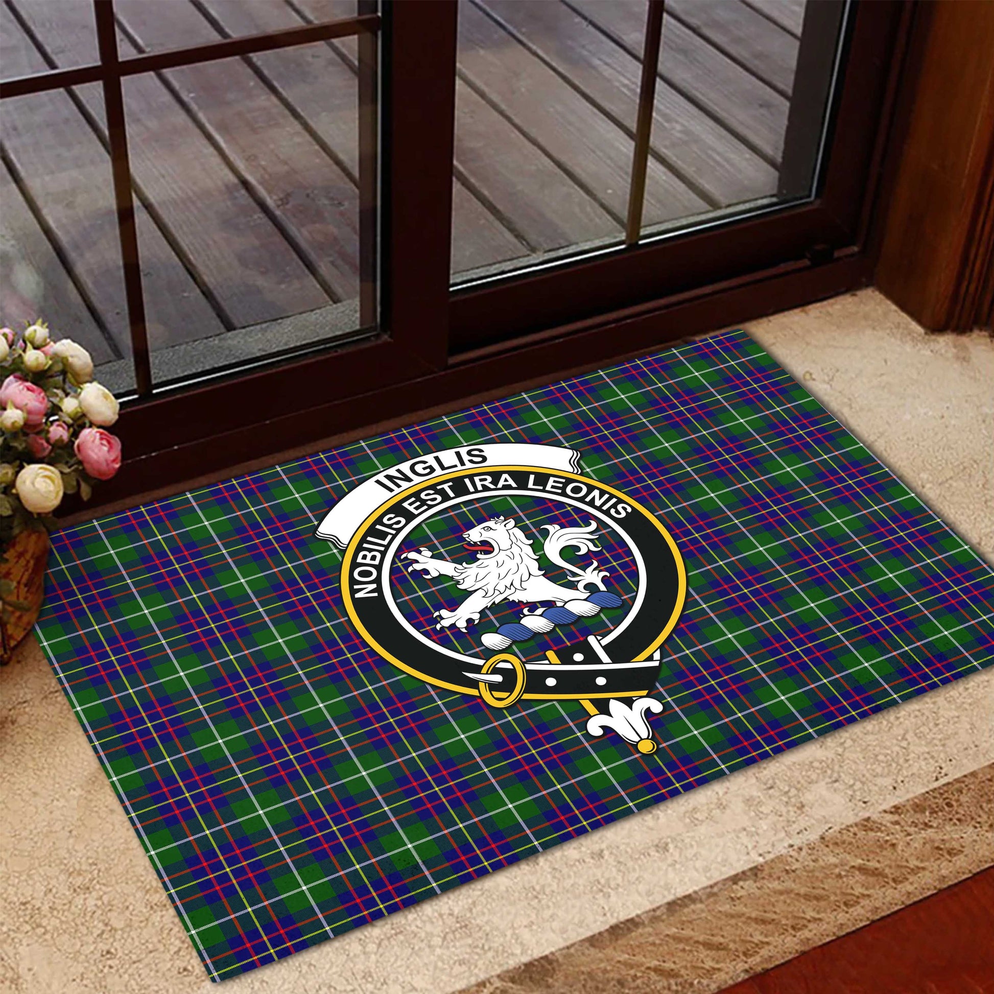 Inglis Tartan Rubber Doormat with Family Crest - Tartan Vibes Clothing