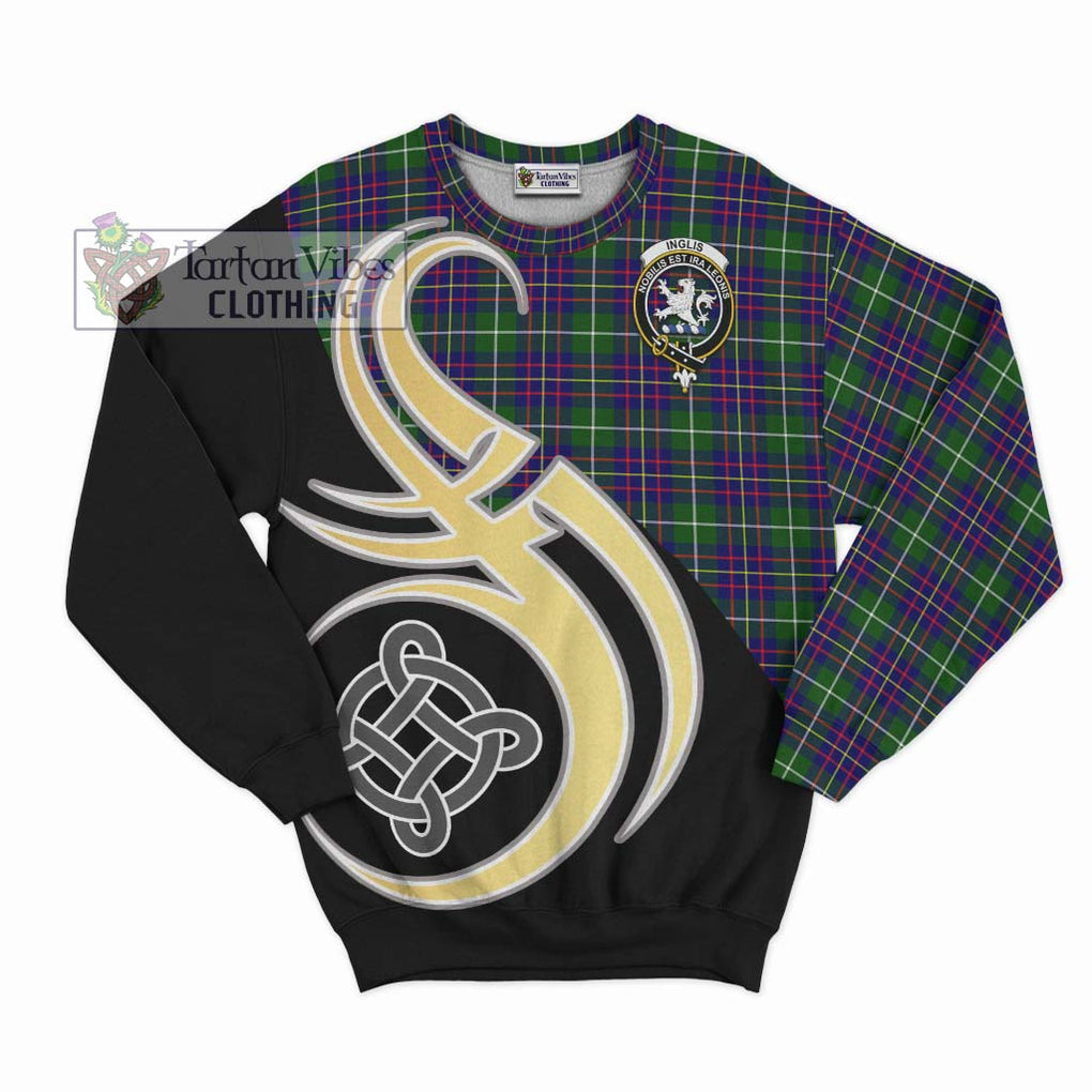 Inglis Tartan Sweatshirt with Family Crest and Celtic Symbol Style - Tartan Vibes Clothing