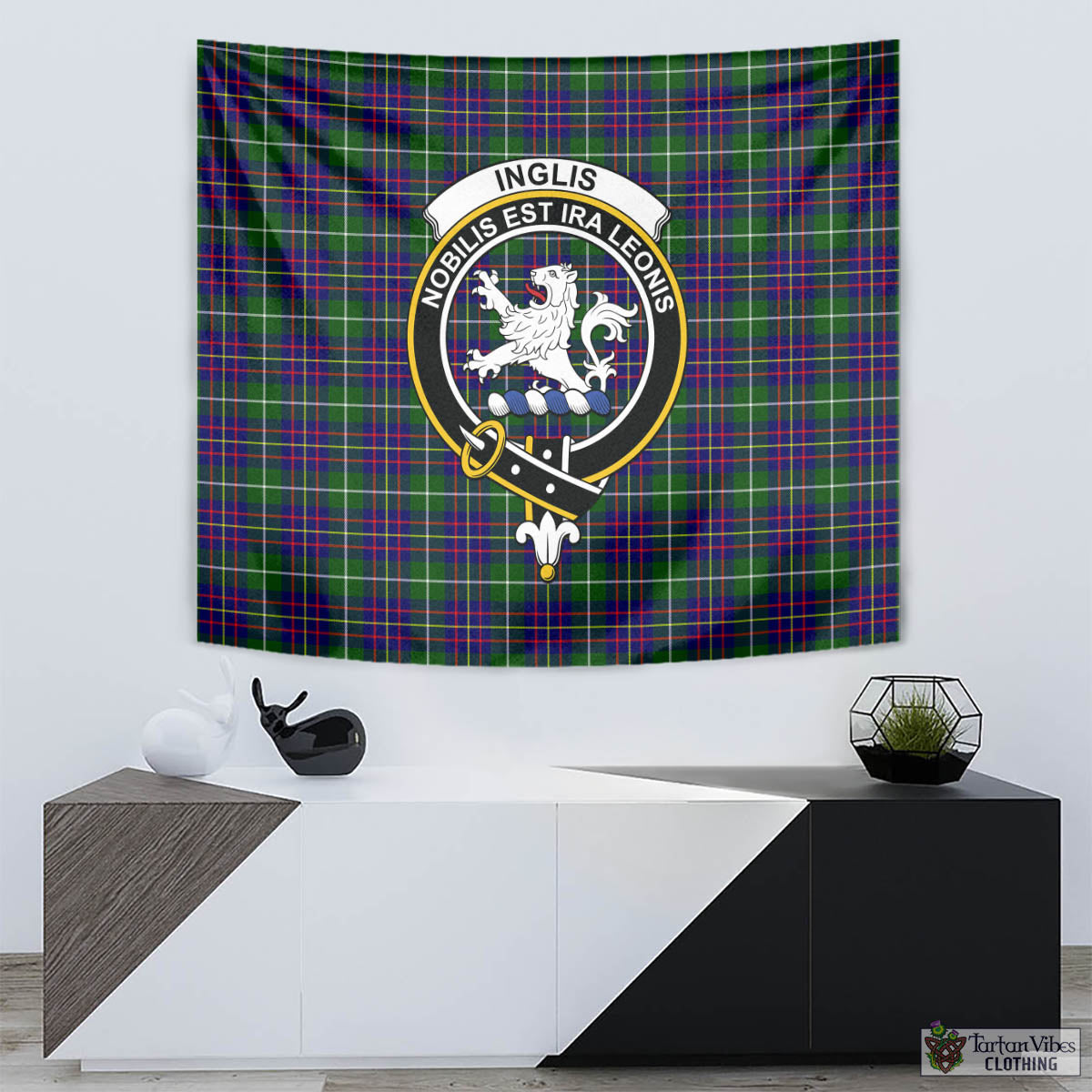 Inglis Tartan Tapestry Wall Hanging and Home Decor for Room with Family Crest - Tartan Vibes Clothing