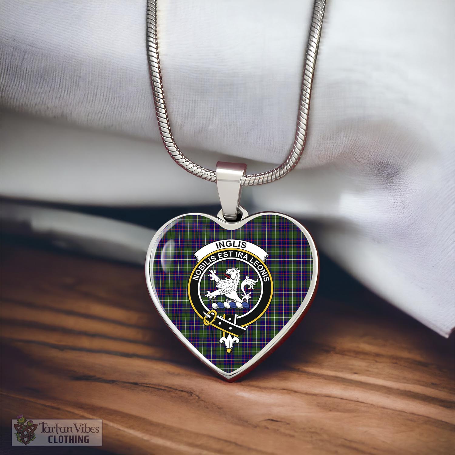 Inglis Tartan Heart Necklace with Family Crest - Tartan Vibes Clothing