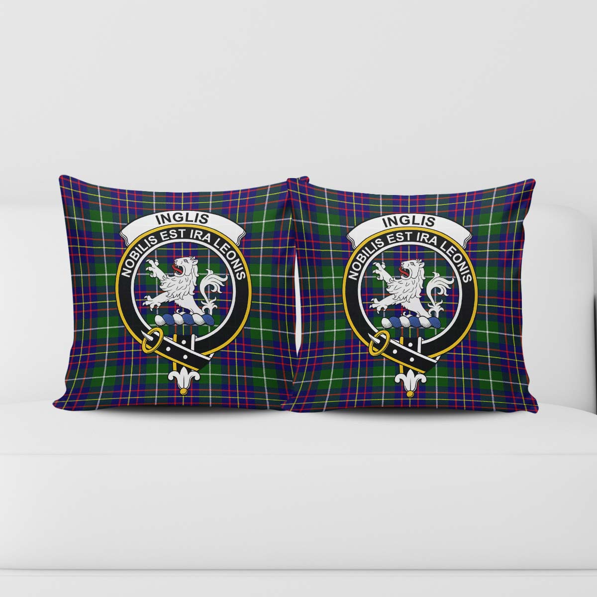 Inglis Tartan Pillow Cover with Family Crest - Tartan Vibes Clothing