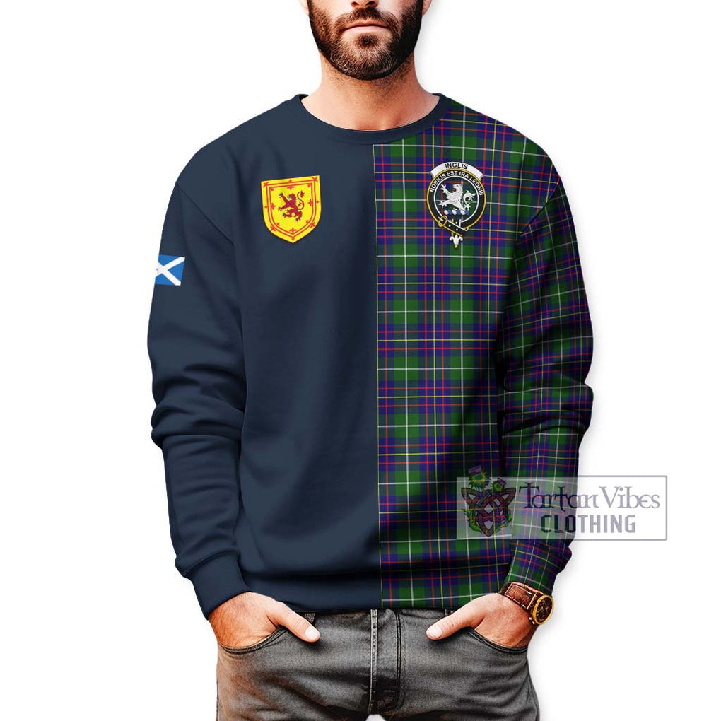 Inglis Tartan Sweatshirt Alba with Scottish Lion Royal Arm Half Style - Tartan Vibes Clothing