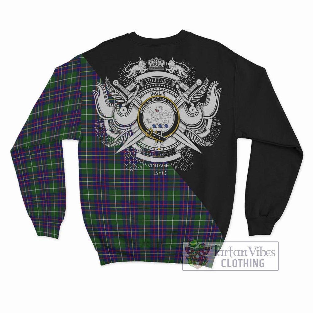 Inglis Tartan Sweatshirt with Family Crest and Military Logo Style - Tartan Vibes Clothing