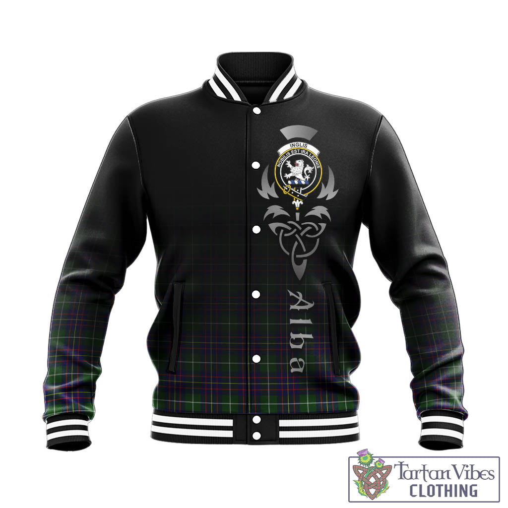 Inglis Tartan Baseball Jacket Featuring Alba Gu Brath Family Crest Celtic Inspired - Tartan Vibes Clothing