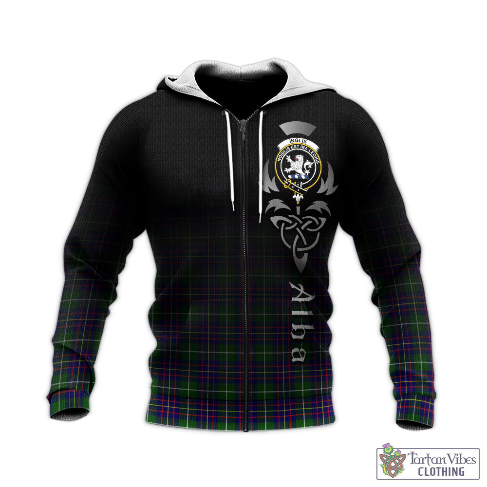 Inglis Tartan Knitted Hoodie Featuring Alba Gu Brath Family Crest Celtic Inspired - Tartan Vibes Clothing