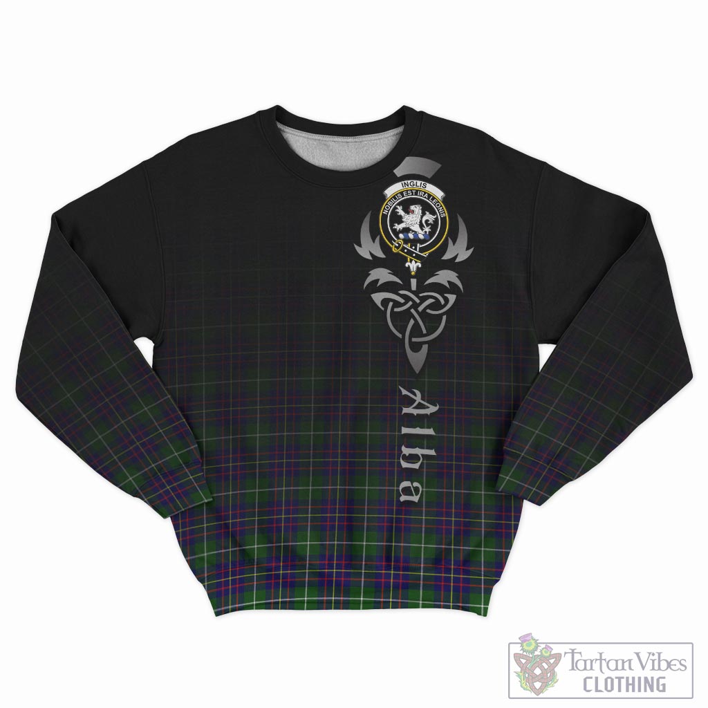 Tartan Vibes Clothing Inglis Modern Tartan Sweatshirt Featuring Alba Gu Brath Family Crest Celtic Inspired