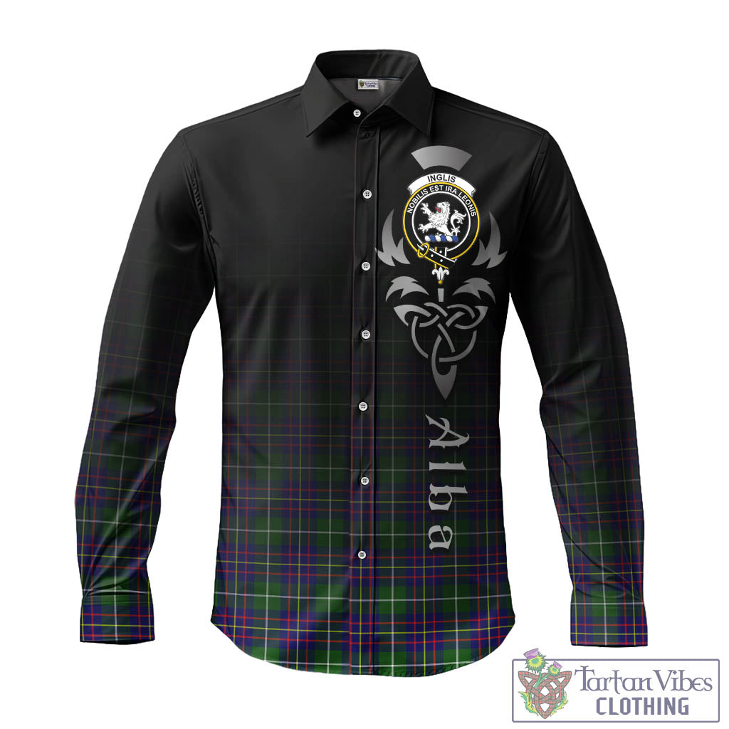Inglis Tartan Long Sleeve Button Up Featuring Alba Gu Brath Family Crest Celtic Inspired - Tartan Vibes Clothing