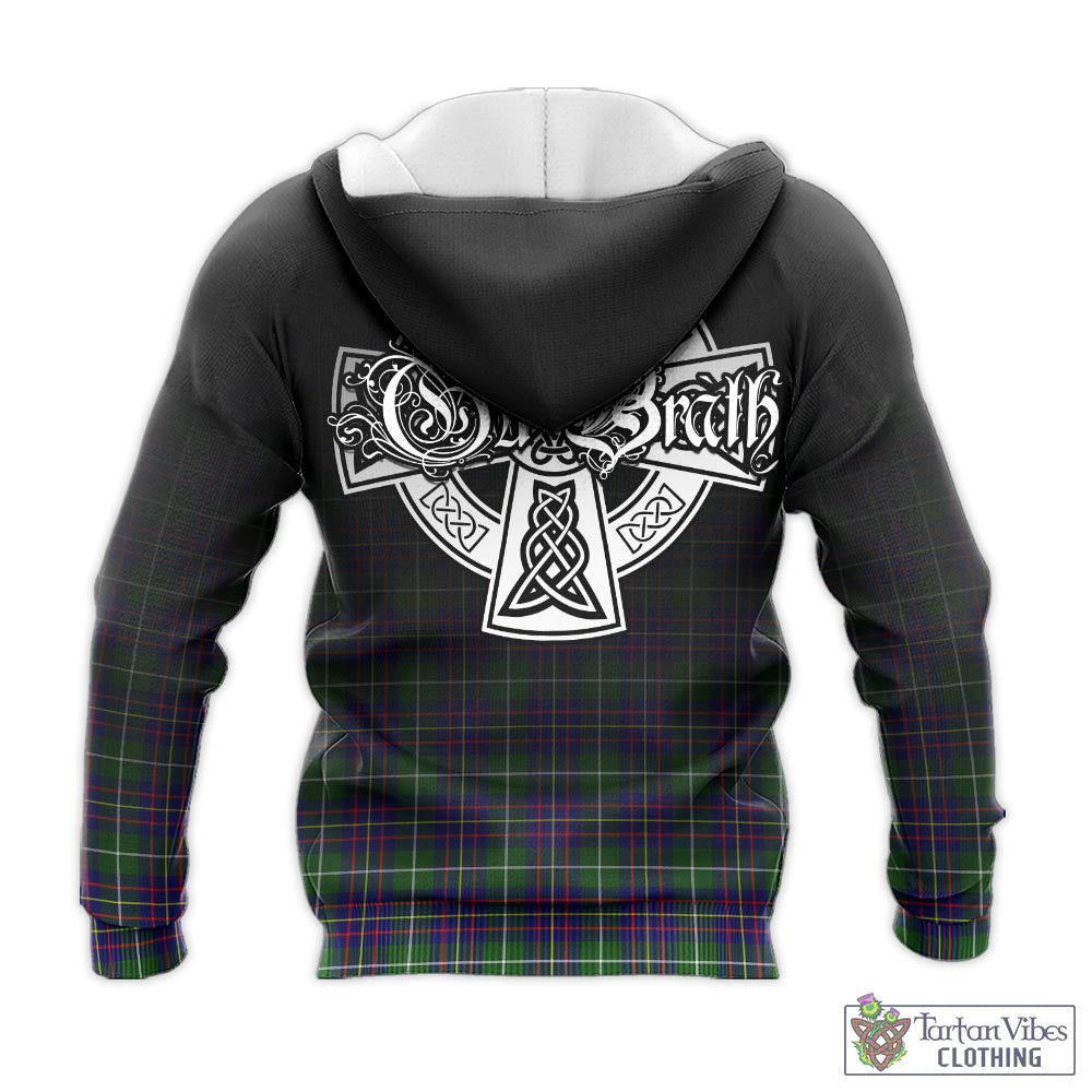 Inglis Tartan Knitted Hoodie Featuring Alba Gu Brath Family Crest Celtic Inspired - Tartan Vibes Clothing