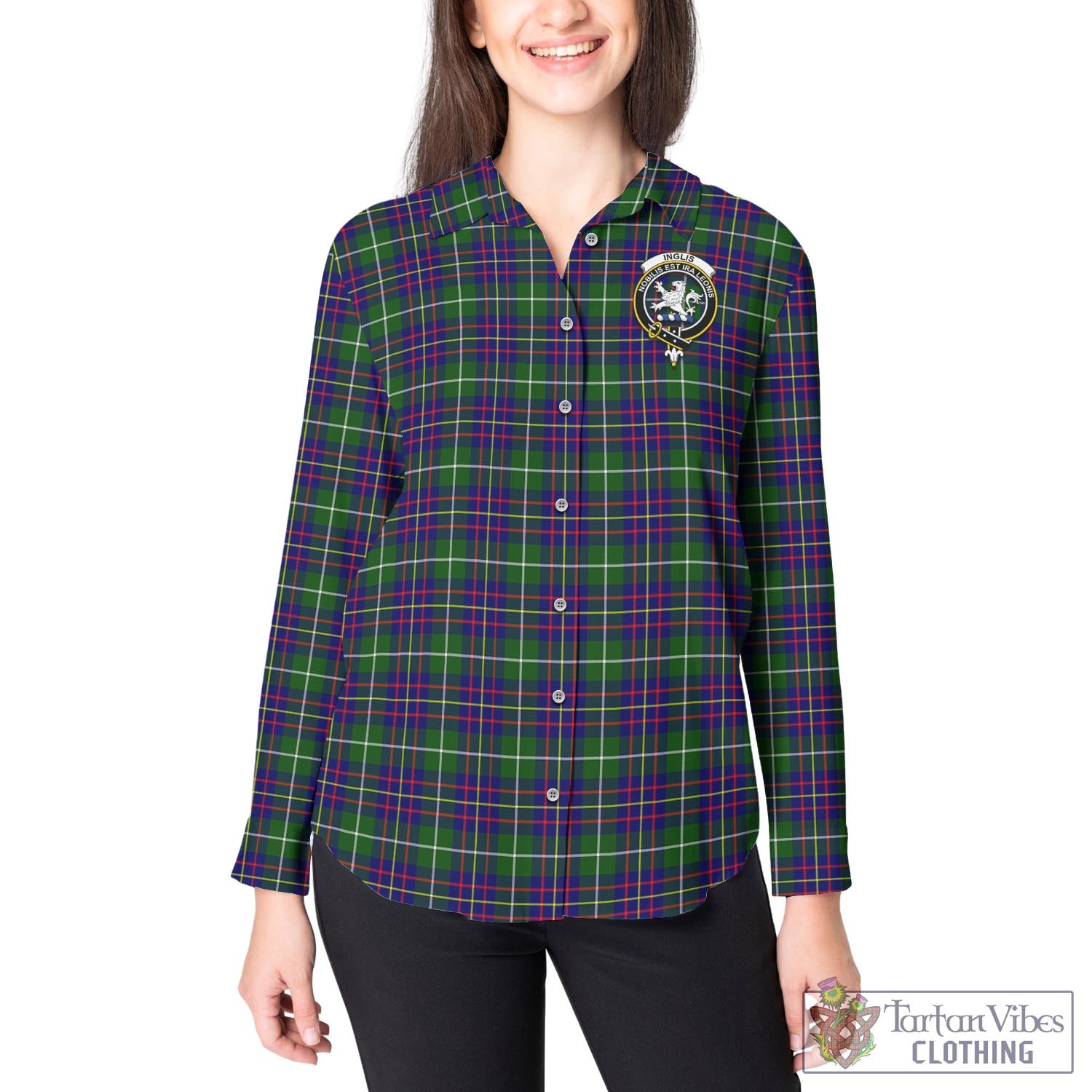 Inglis Tartan Women's Casual Shirt with Family Crest - Tartan Vibes Clothing