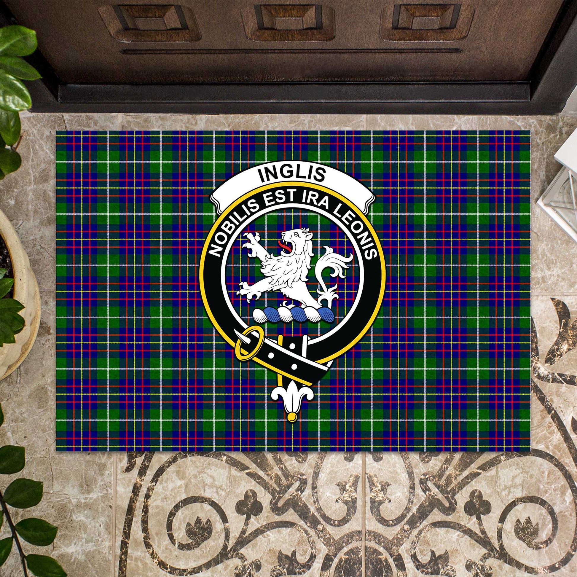 Inglis Tartan Rubber Doormat with Family Crest - Tartan Vibes Clothing