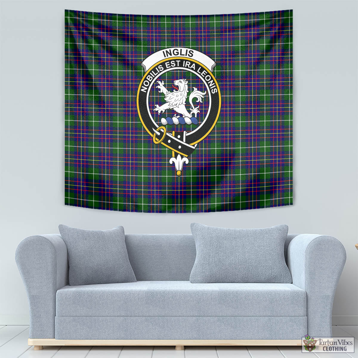 Inglis Tartan Tapestry Wall Hanging and Home Decor for Room with Family Crest - Tartan Vibes Clothing