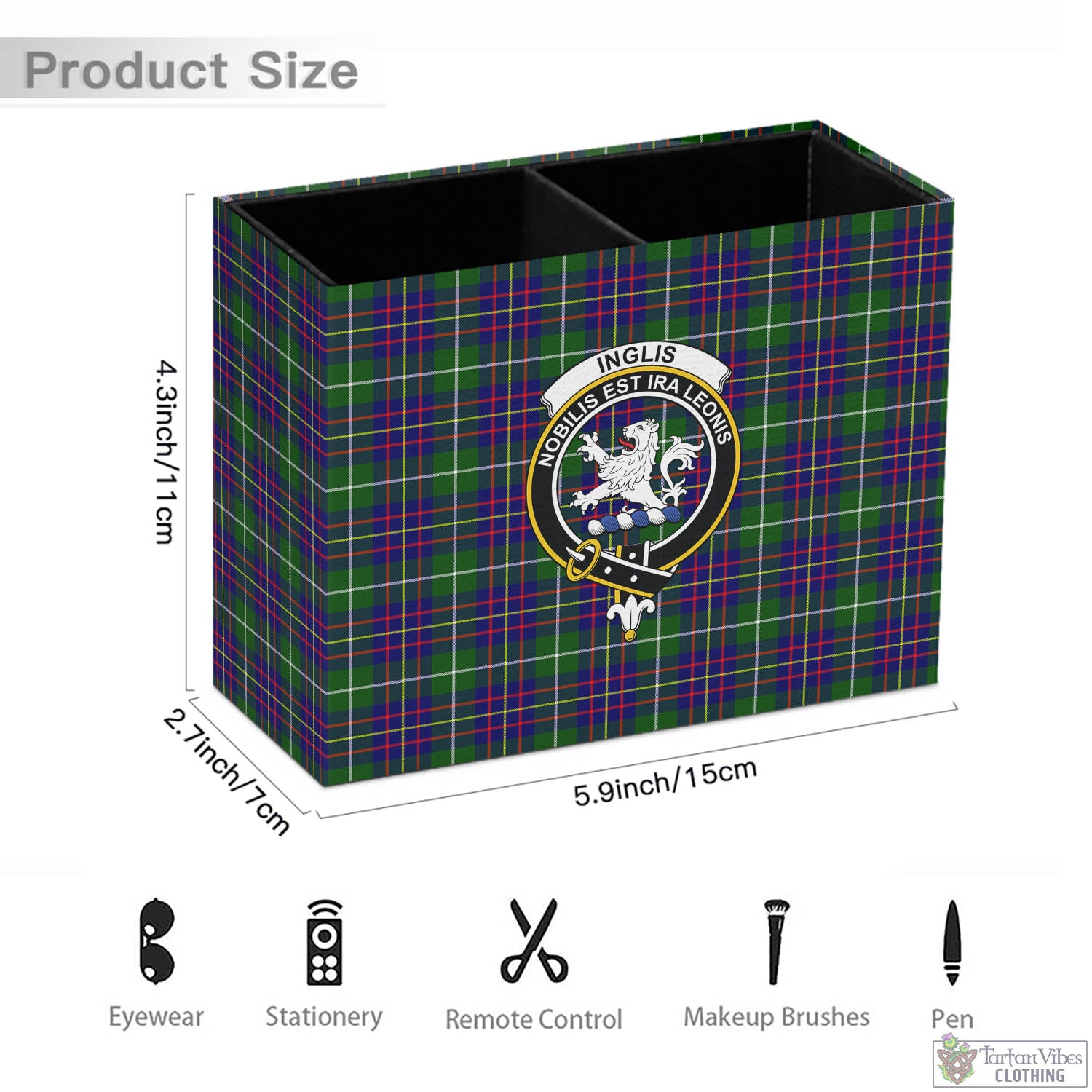 Inglis Tartan Pen Holder with Family Crest - Tartan Vibes Clothing