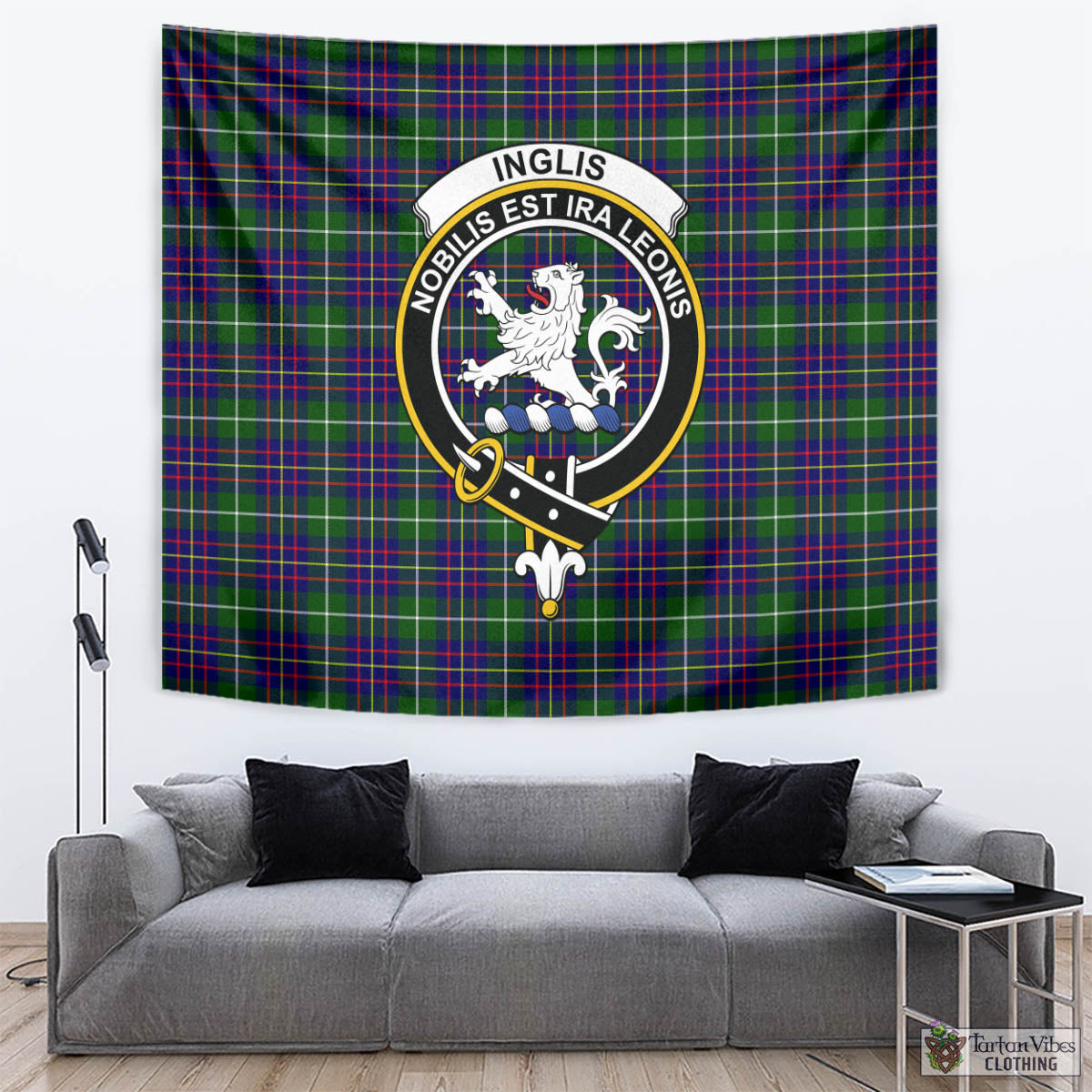 Inglis Tartan Tapestry Wall Hanging and Home Decor for Room with Family Crest - Tartan Vibes Clothing