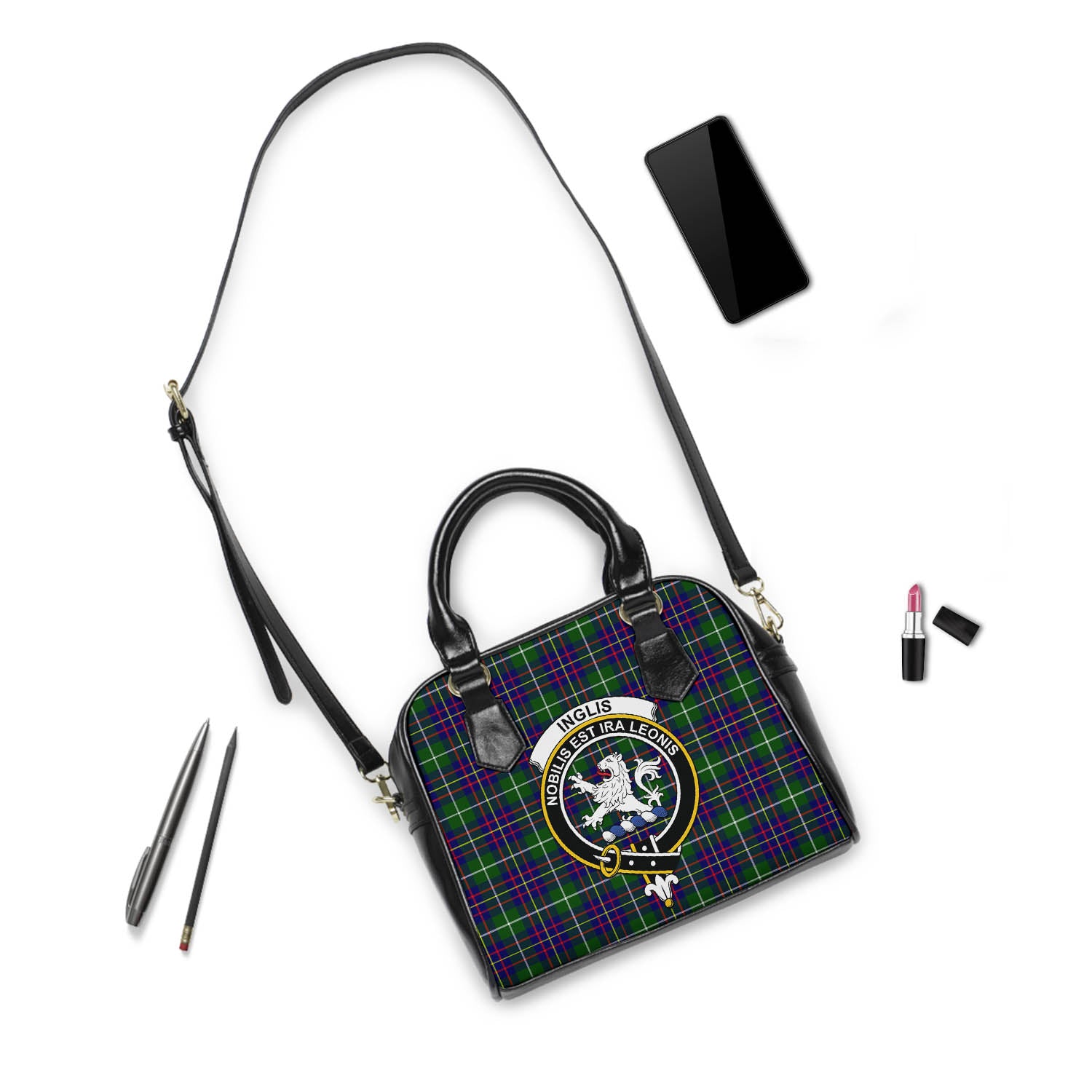 Inglis Tartan Shoulder Handbags with Family Crest - Tartan Vibes Clothing